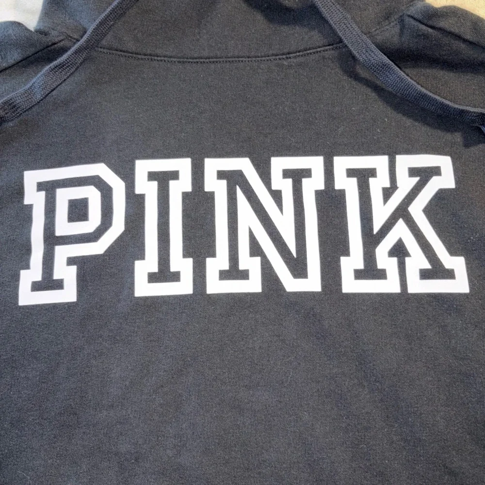 PINK Victorias Secret Funnel Neck Sweatshirt Black White Logo Cowl Pullover S